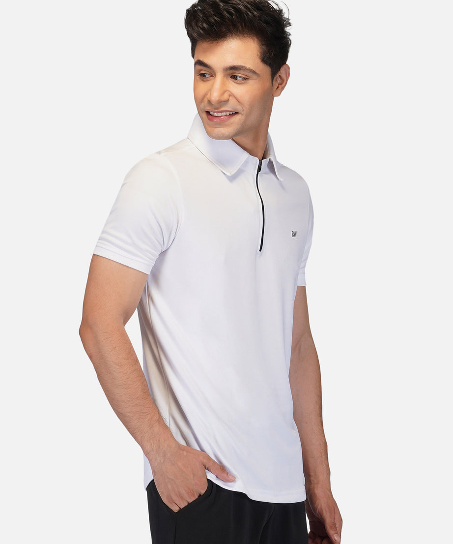 DriDOT White Zipper Polo T-Shirt RWM2024 POLO T-Shirt - royaleway.com