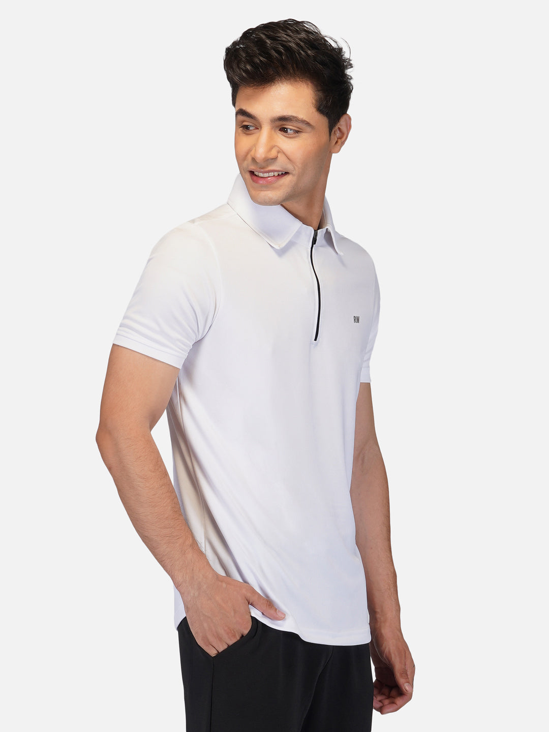 DriDOT White Zipper Polo T-Shirt RWM2024 POLO T-Shirt - royaleway.com