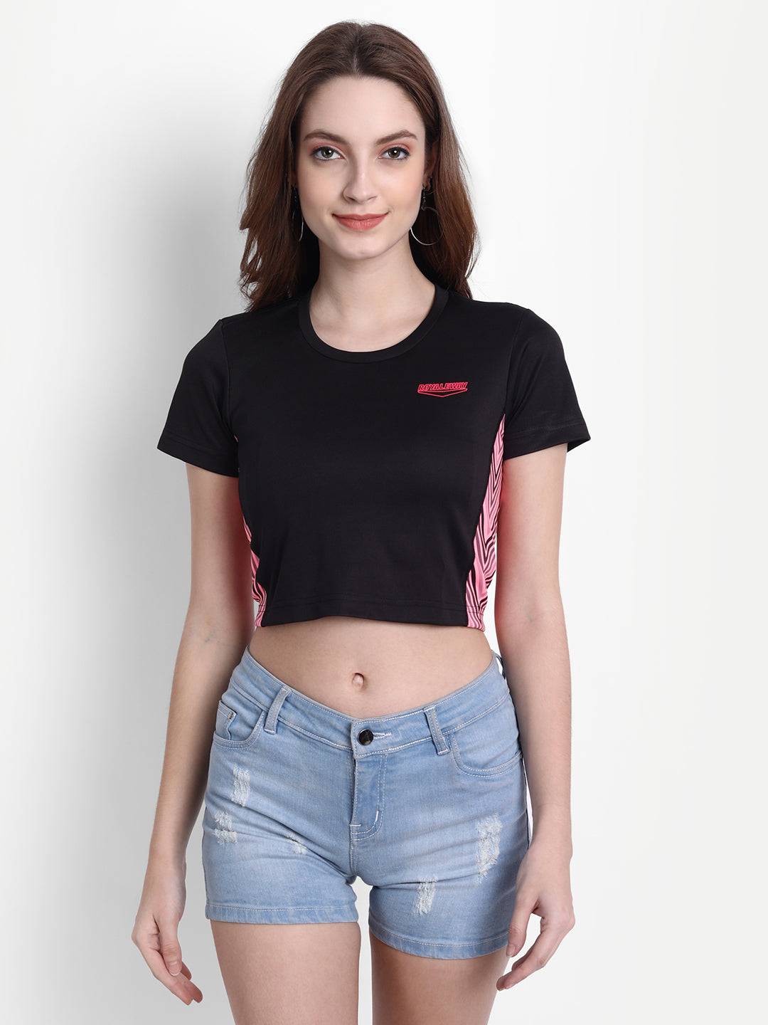 DriDOT Black Long Back Crop Top RWW2040 Long Back Crop Top - royaleway.com