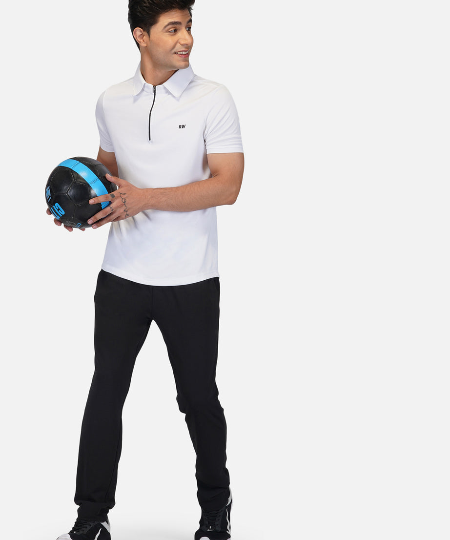 DriDOT White Zipper Polo T-Shirt RWM2024 POLO T-Shirt - royaleway.com