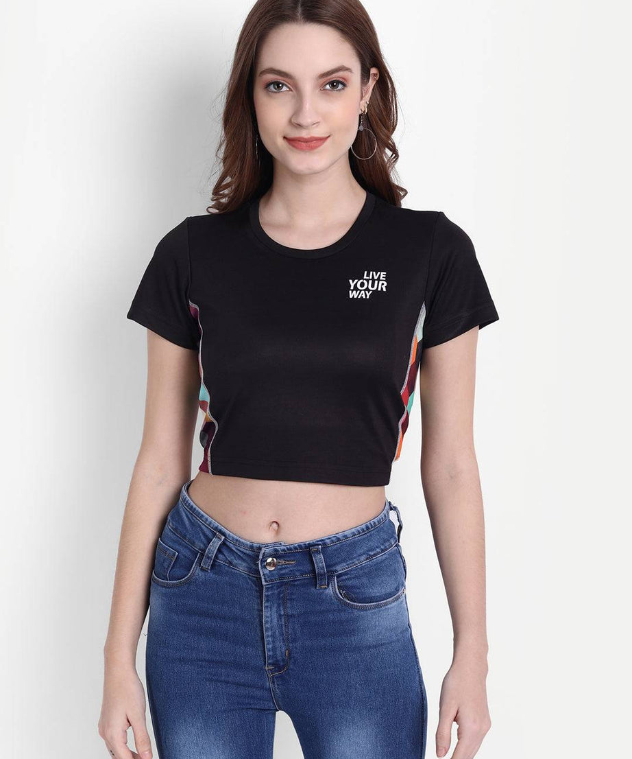 DriDOT Black Long Back Crop Top RWW2046 Long Back Crop Top - royaleway.com