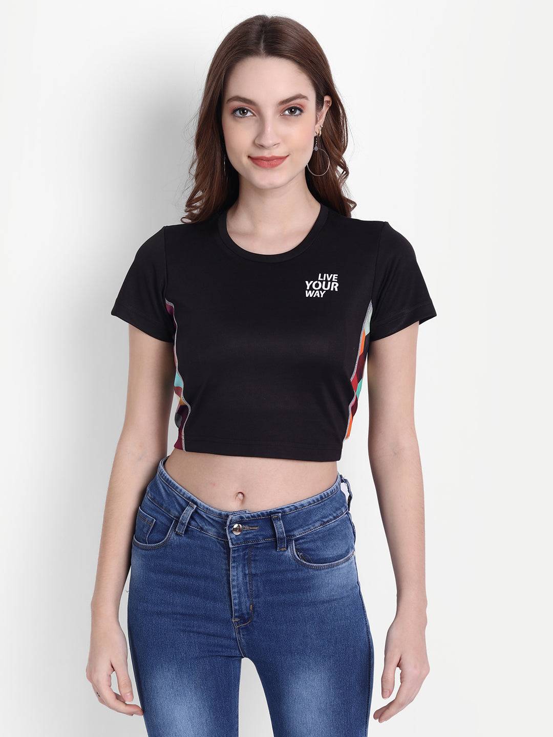 DriDOT Black Long Back Crop Top RWW2046 Long Back Crop Top - royaleway.com