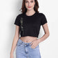 LONG BACK CROP TOP BLACK AND MILITARY RWW2037