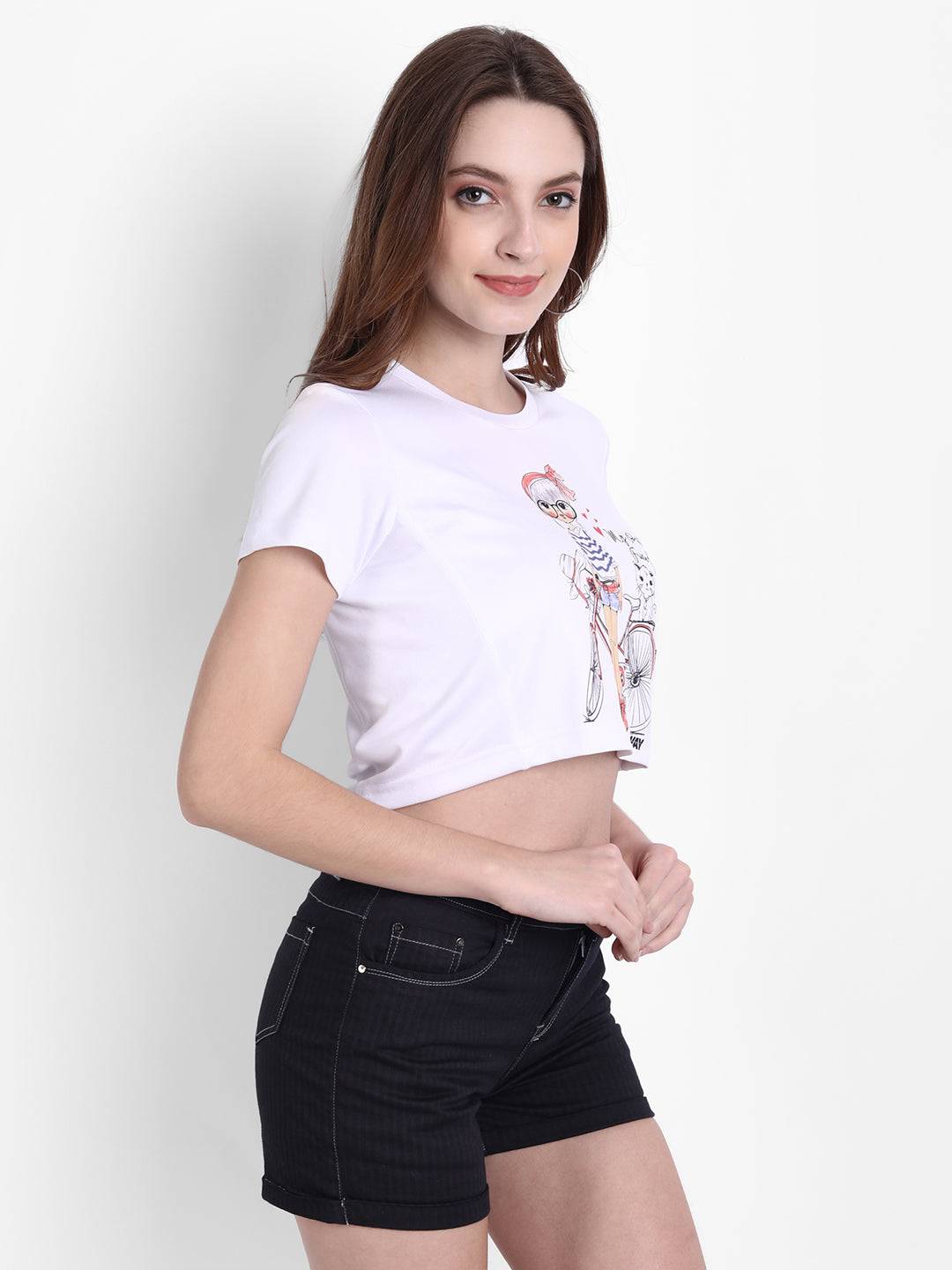 DriDOT White Long Back Crop Top RWW2041 Long Back Crop Top - royaleway.com