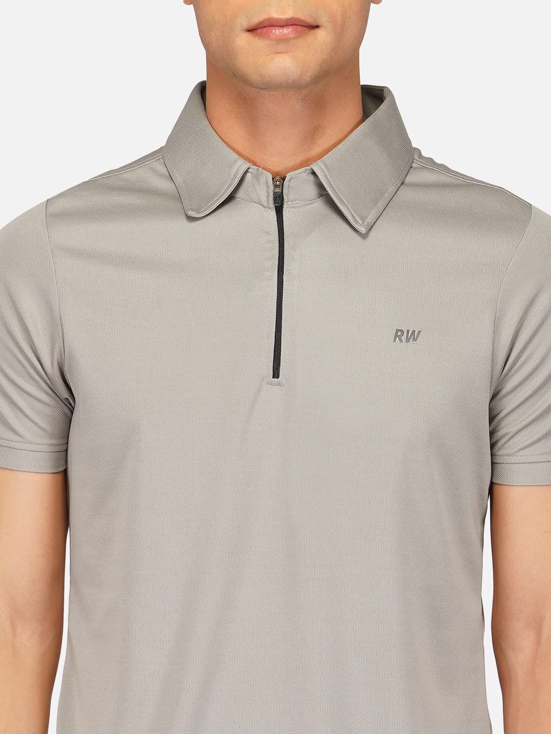 DriDOT Zipper Polo T Shirt Grey RWM2028