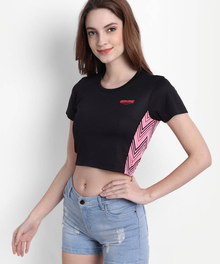 DriDOT Black Long Back Crop Top RWW2040 Long Back Crop Top - royaleway.com
