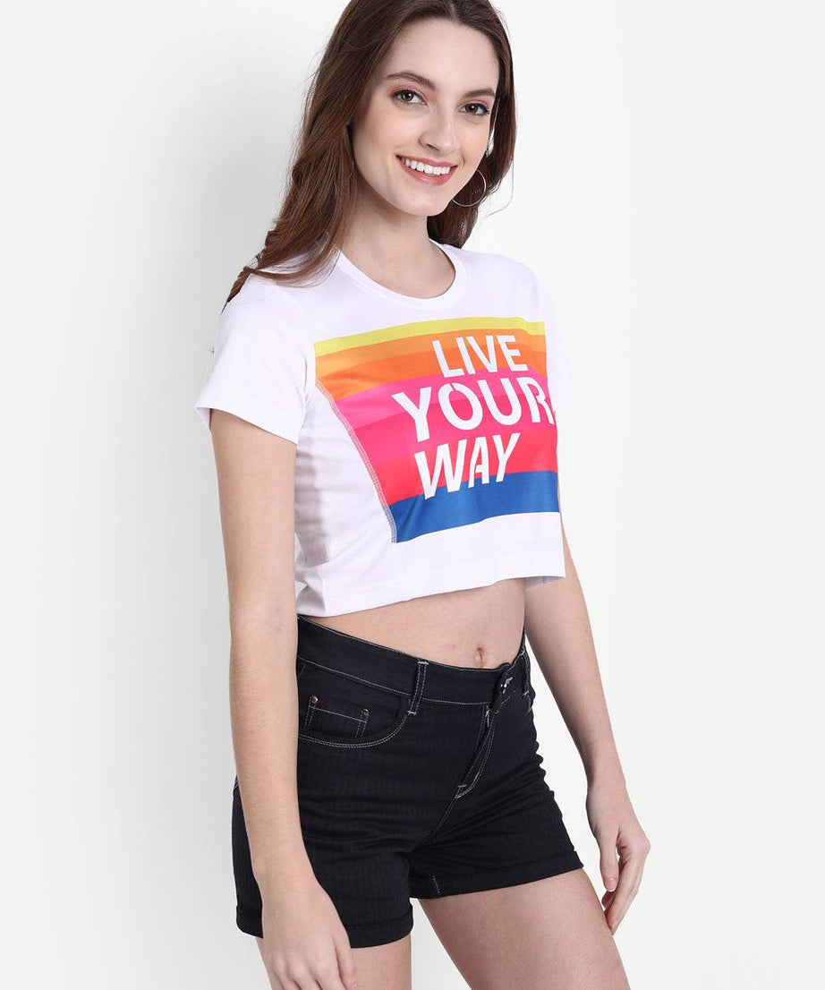 DriDOT White Long Back Crop Top RWW2042 Long Back Crop Top - royaleway.com