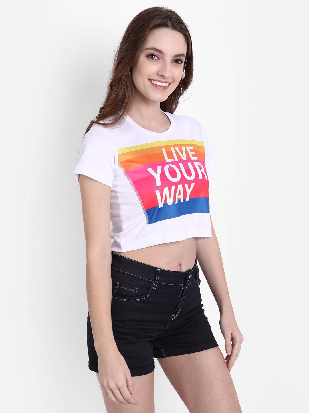 DriDOT White Long Back Crop Top RWW2042 Long Back Crop Top - royaleway.com