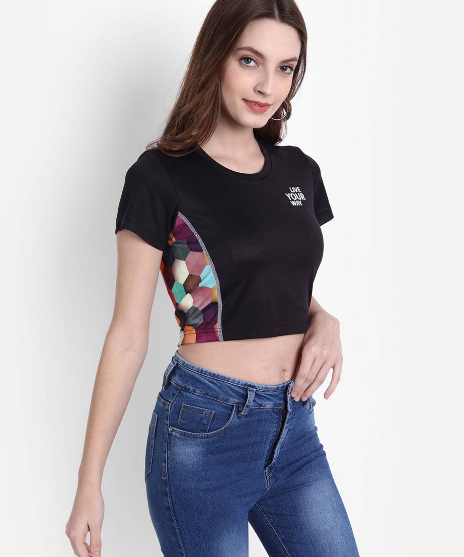 DriDOT Black Long Back Crop Top RWW2046 Long Back Crop Top - royaleway.com