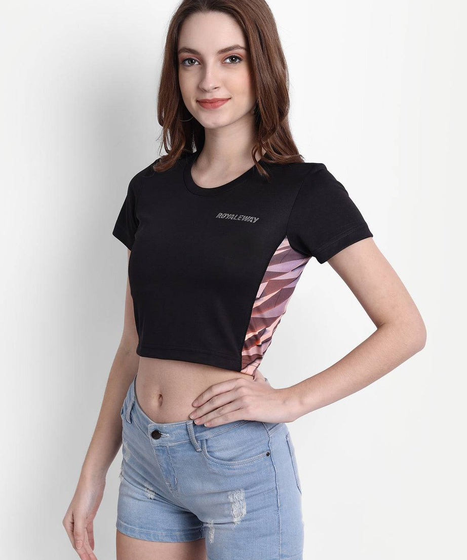 DriDOT Black Long Back Crop Top RWW2038 Long Back Crop Top - royaleway.com