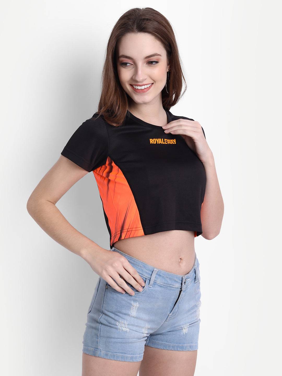 DriDOT Black Long Back Crop Top RWW2039 Long Back Crop Top - royaleway.com
