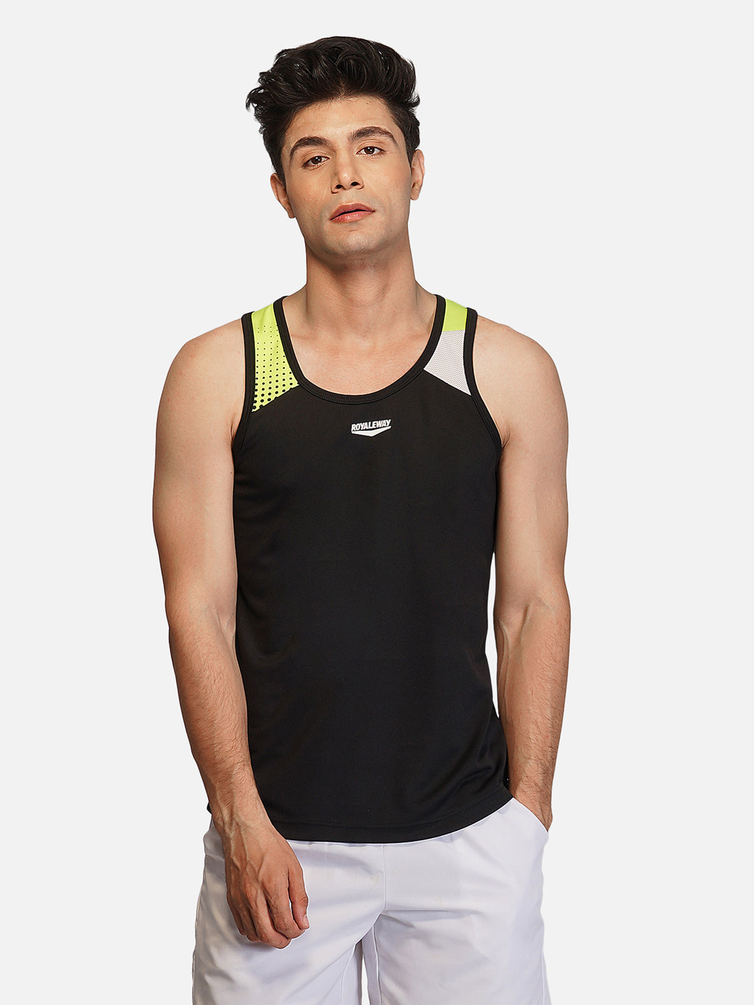 Black & Neon Green Designer Vest RWM4029 DriDOT Vest - royaleway.com