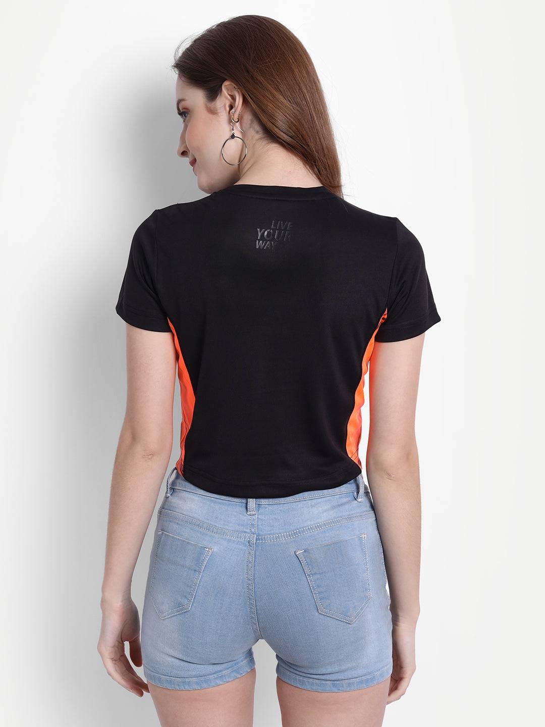 DriDOT Black Long Back Crop Top RWW2039 Long Back Crop Top - royaleway.com