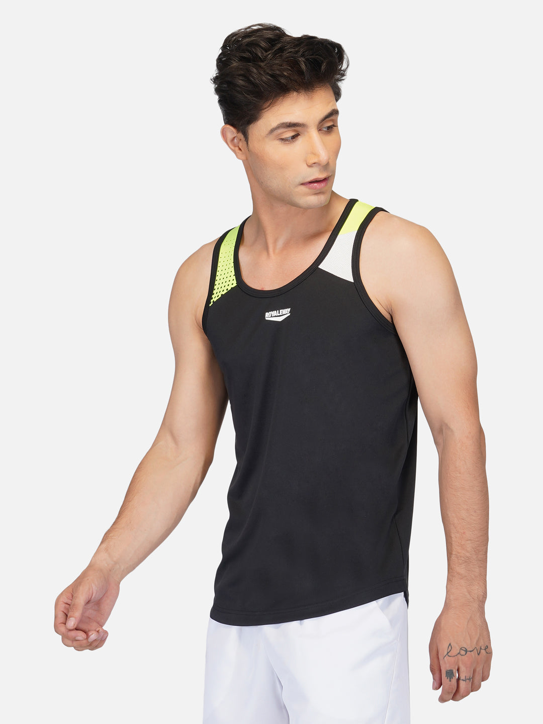 Black & Neon Green Designer Vest RWM4029 DriDOT Vest - royaleway.com