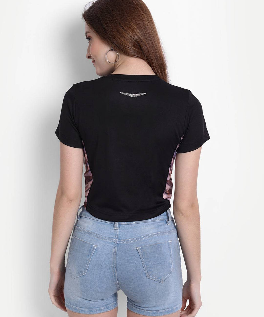 DriDOT Black Long Back Crop Top RWW2038 Long Back Crop Top - royaleway.com
