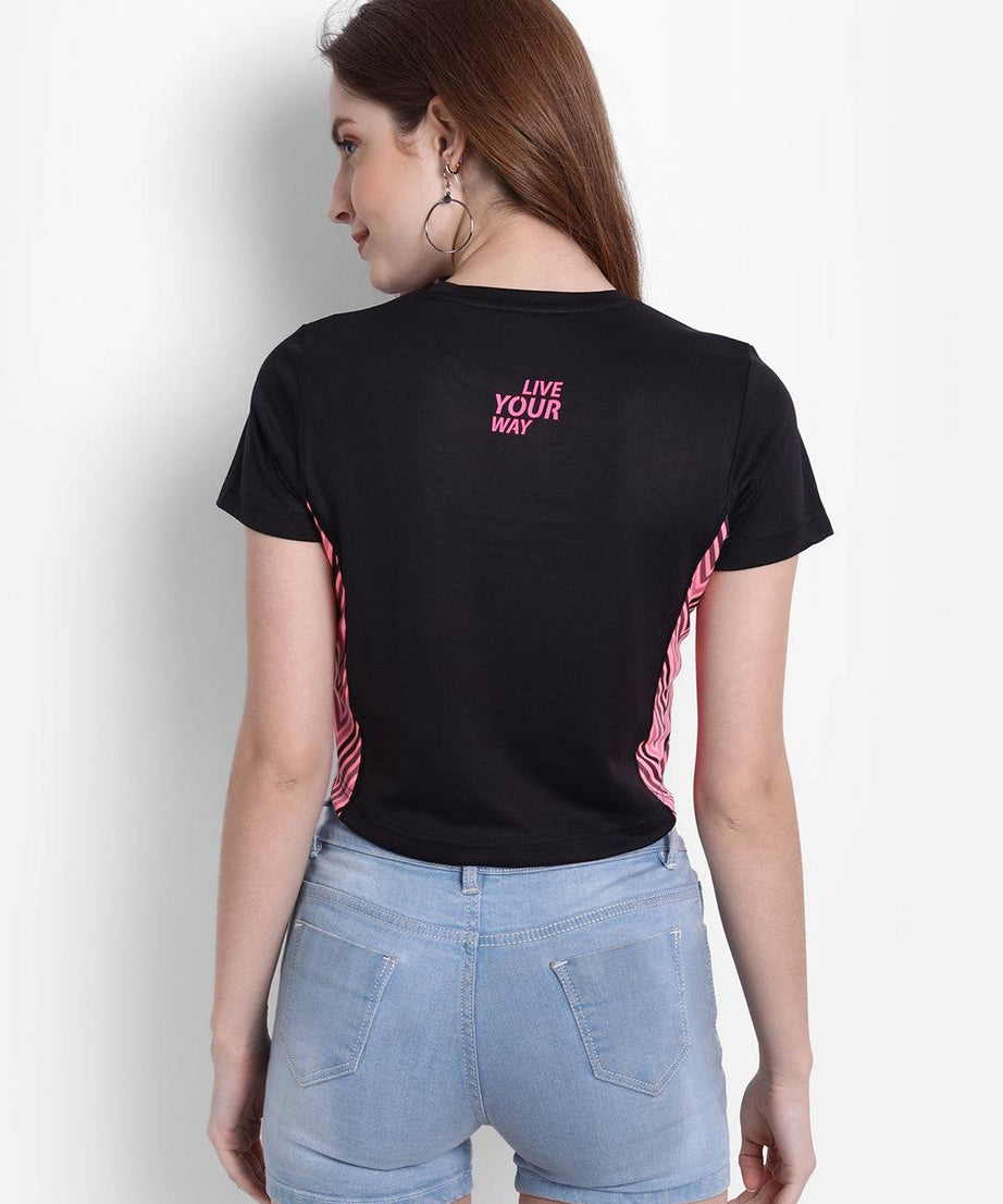 DriDOT Black Long Back Crop Top RWW2040 Long Back Crop Top - royaleway.com