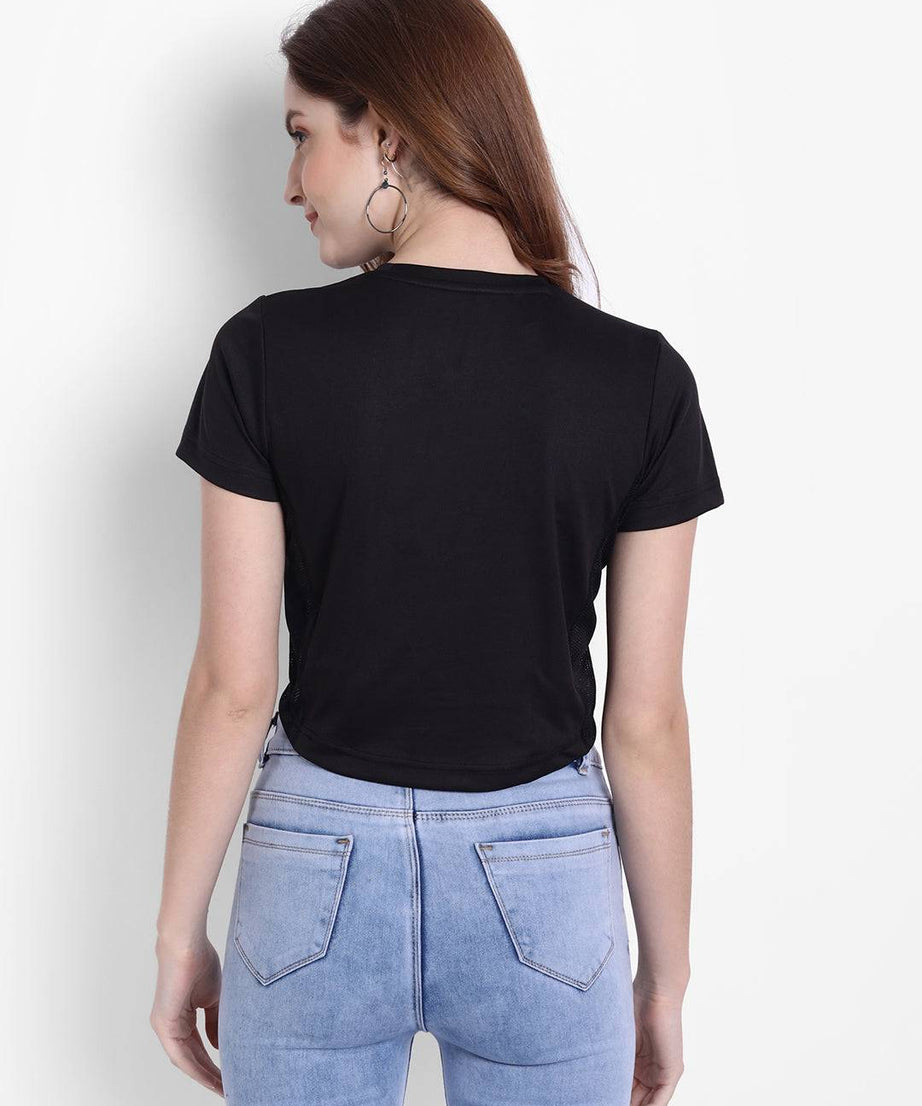 LONG BACK CROP TOP BLACK AND MILITARY RWW2037
