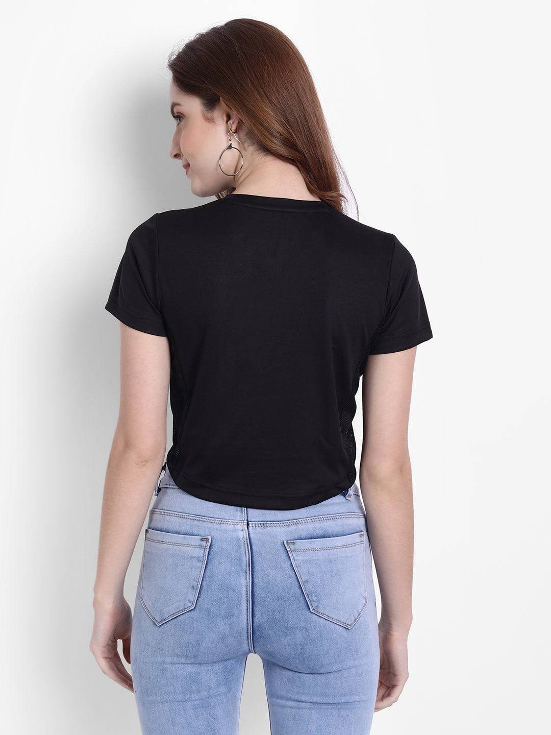 LONG BACK CROP TOP BLACK AND MILITARY RWW2037