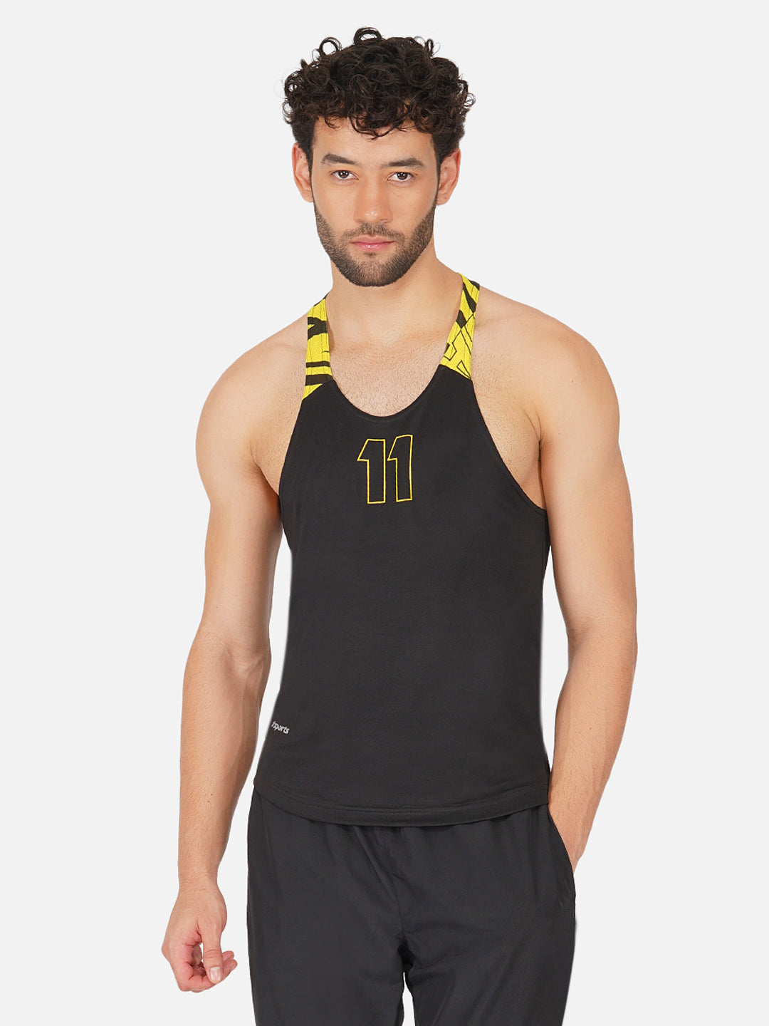 DriDOT Gym Sando Black & Yellow  Men RWM4024