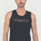 Cotton Broad Shoulder Vest Black & Orange RWM4028