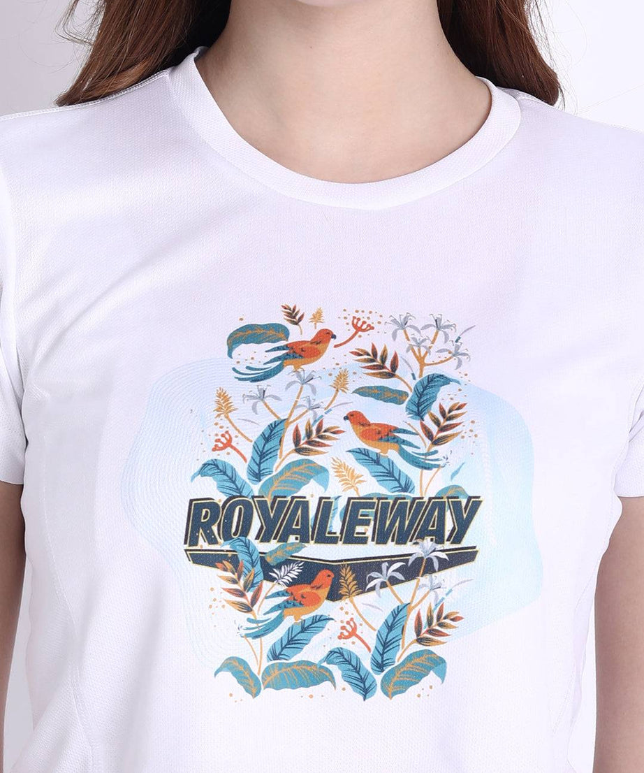 DriDOT Crop Top T Shirt Apparel Long Back Bird White Women RWW2036 Long Back Crop Top - royaleway.com