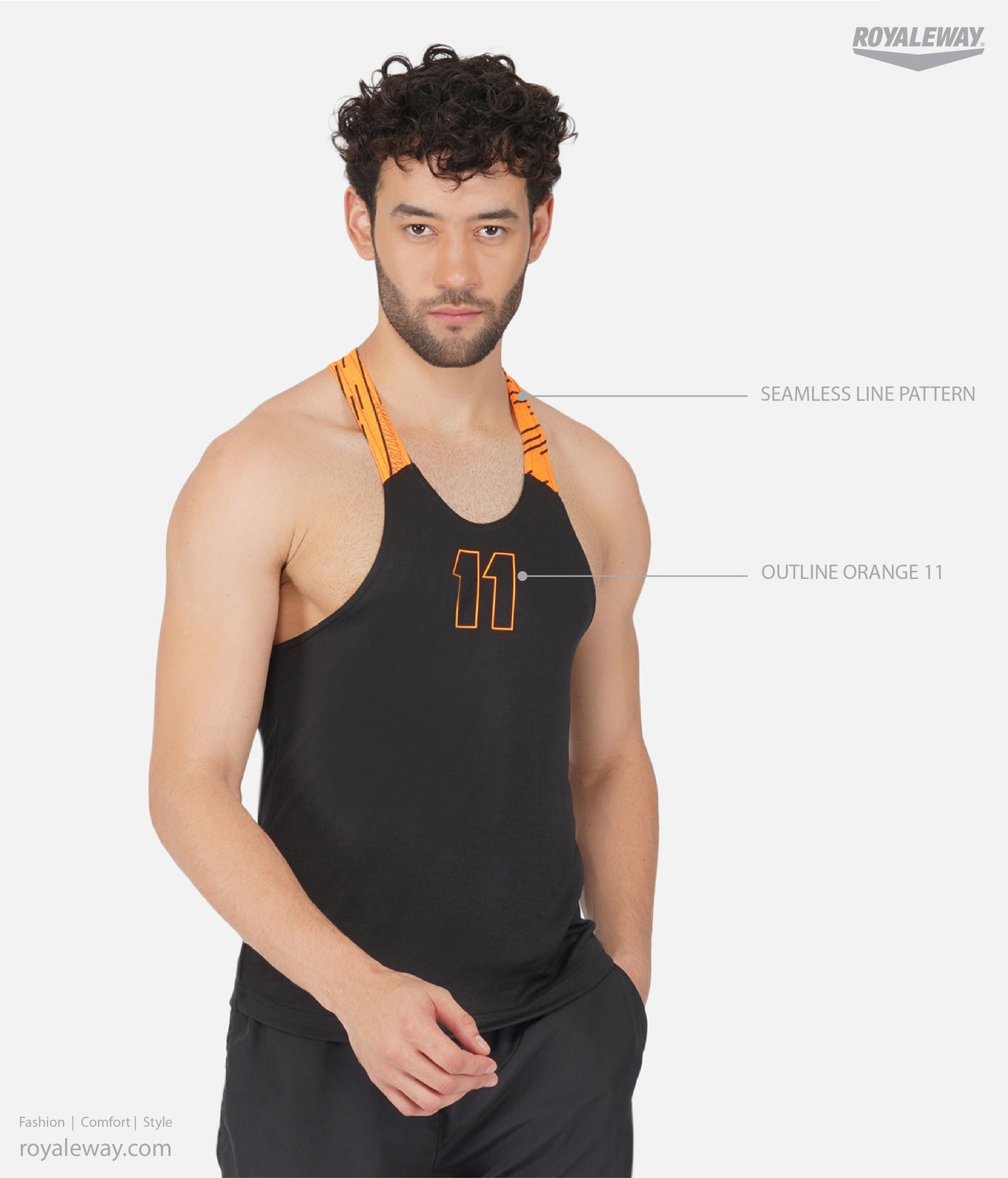 DriDOT Gym Vest Sando Black & Orange Men RWM4025