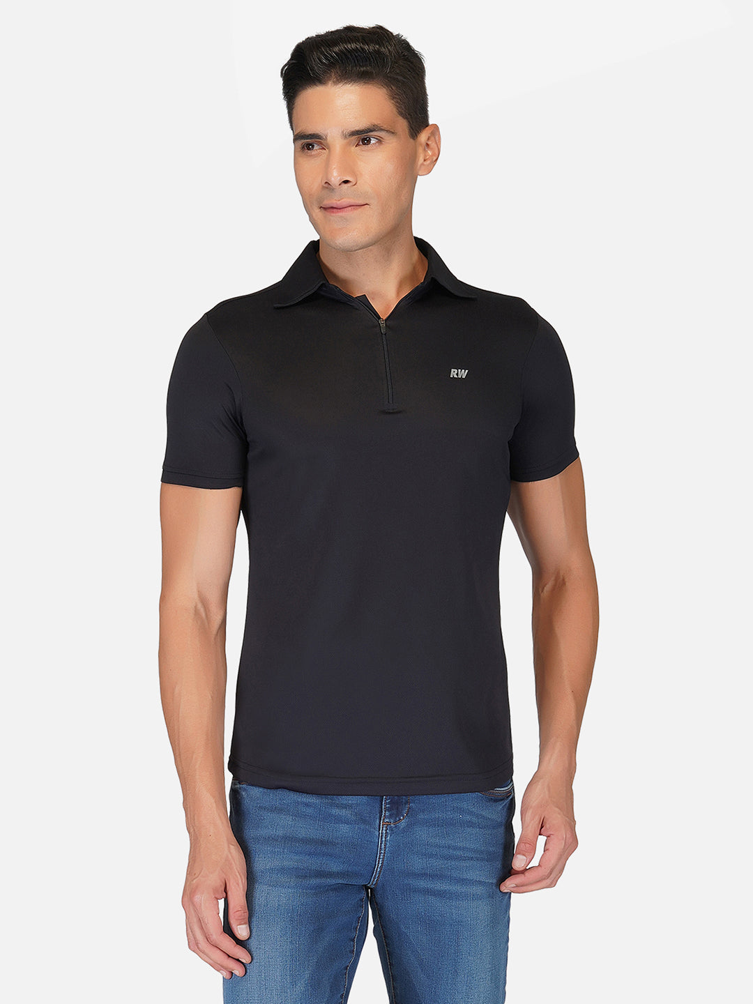 DriDOT Black Zipper Polo T-Shirt RWM2025 POLO T-Shirt - royaleway.com