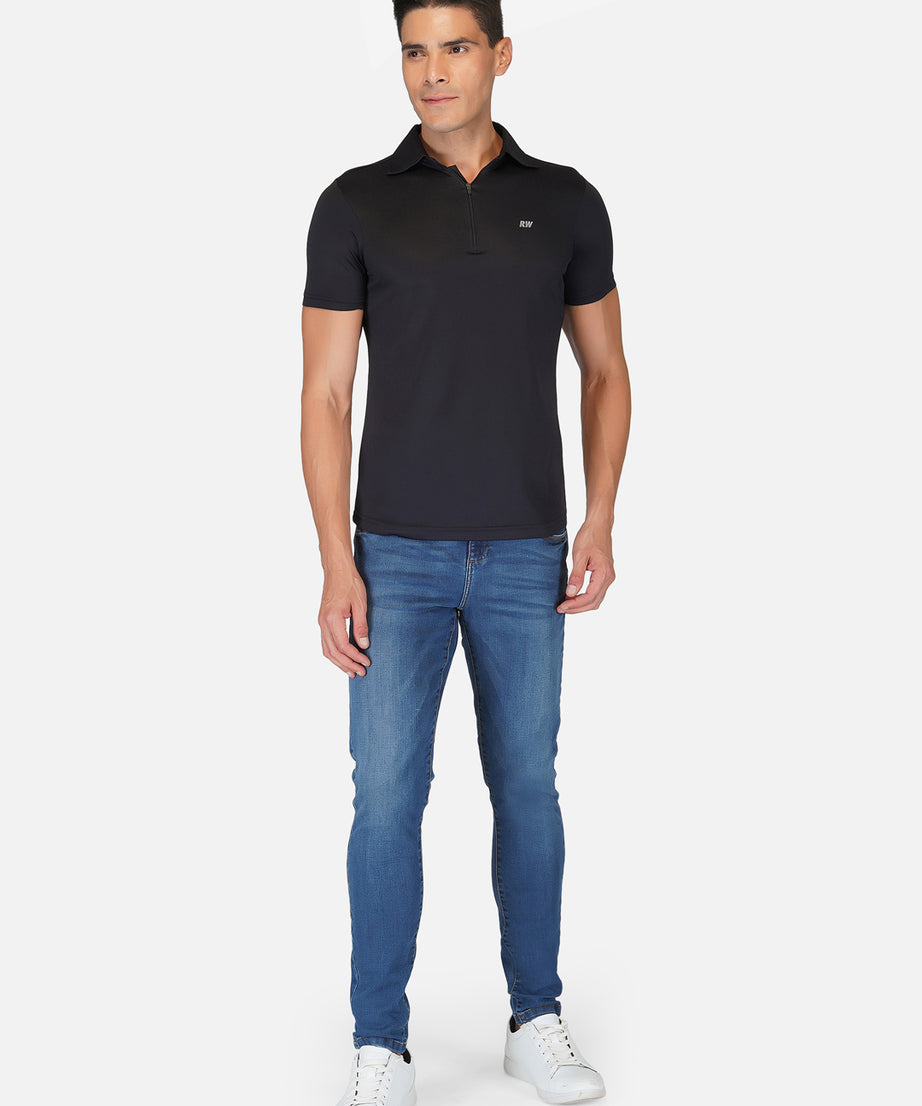 DriDOT Black Zipper Polo T-Shirt RWM2025 POLO T-Shirt - royaleway.com