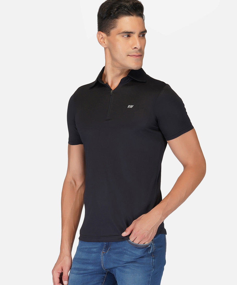 DriDOT Black Zipper Polo T-Shirt RWM2025 POLO T-Shirt - royaleway.com