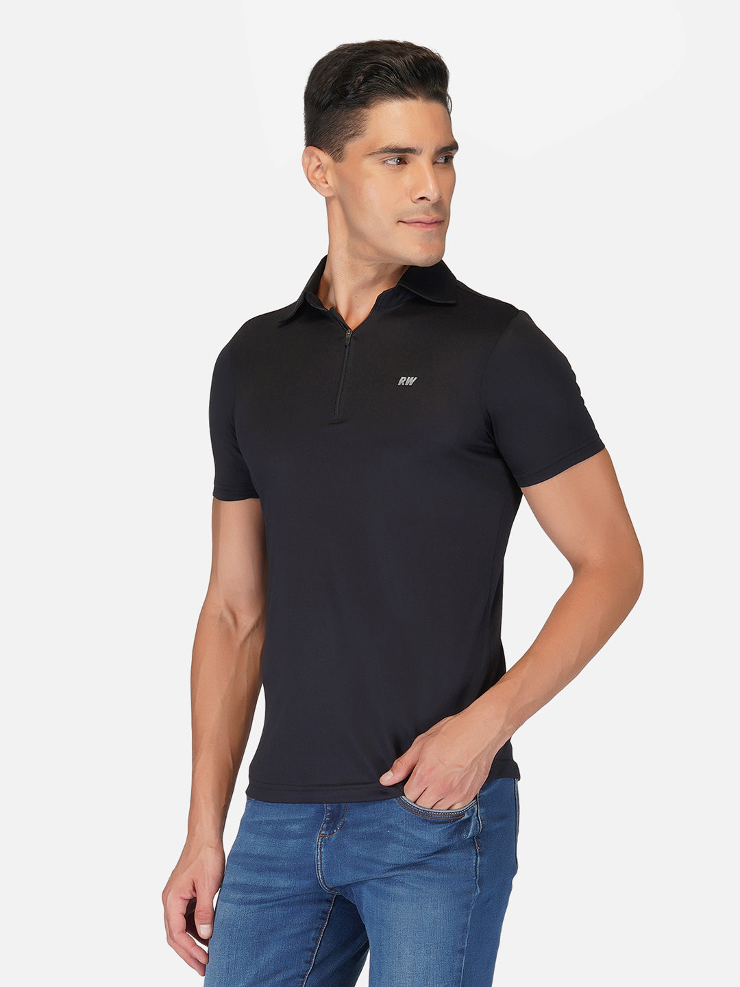 DriDOT Black Zipper Polo T-Shirt RWM2025 POLO T-Shirt - royaleway.com