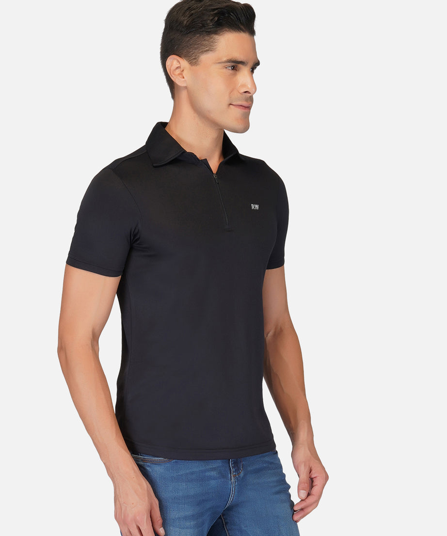 DriDOT Black Zipper Polo T-Shirt RWM2025 POLO T-Shirt - royaleway.com