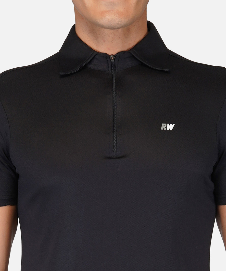 DriDOT Black Zipper Polo T-Shirt RWM2025 POLO T-Shirt - royaleway.com