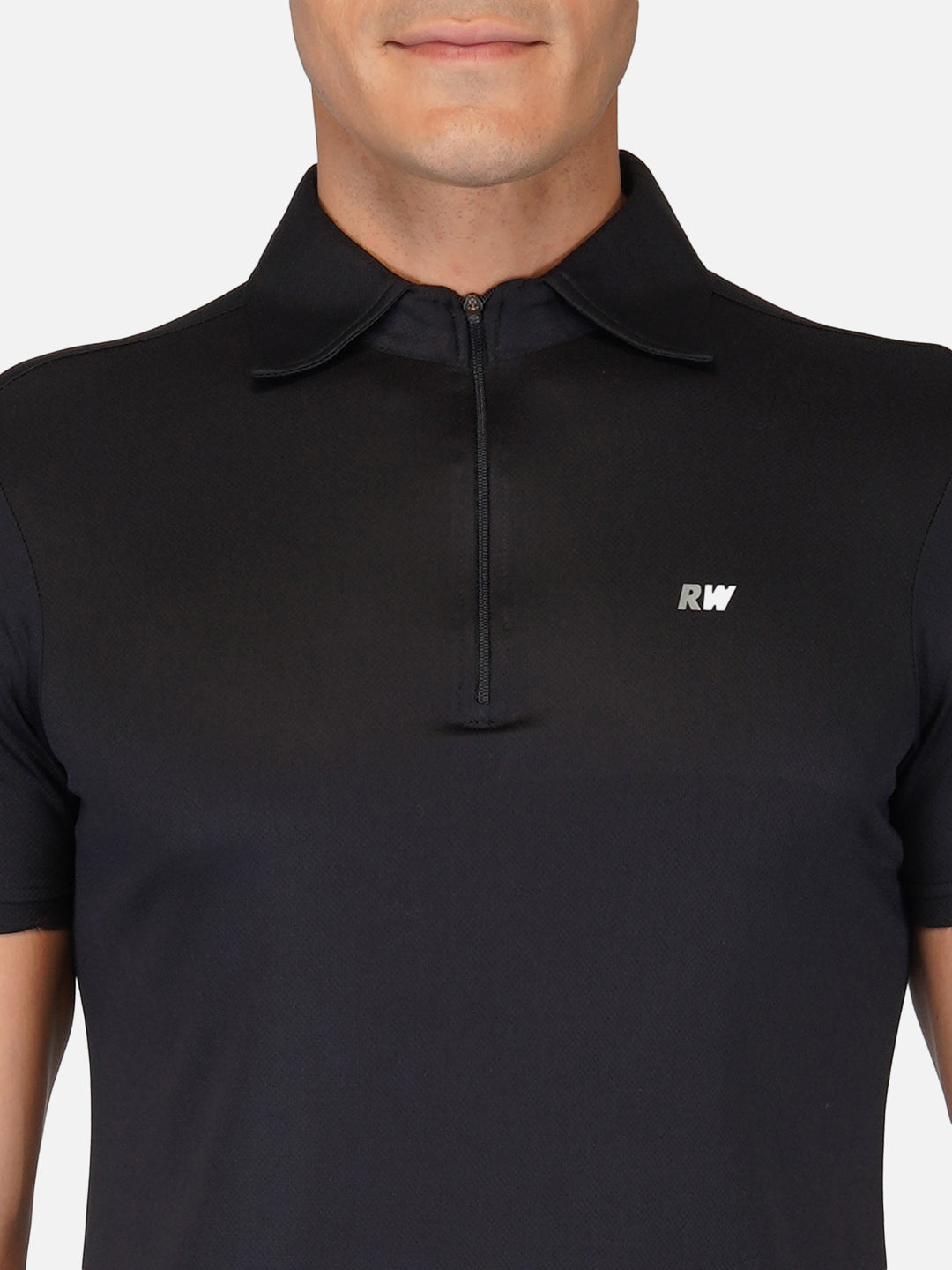 DriDOT Zipper Polo T Shirt Black RWM2025