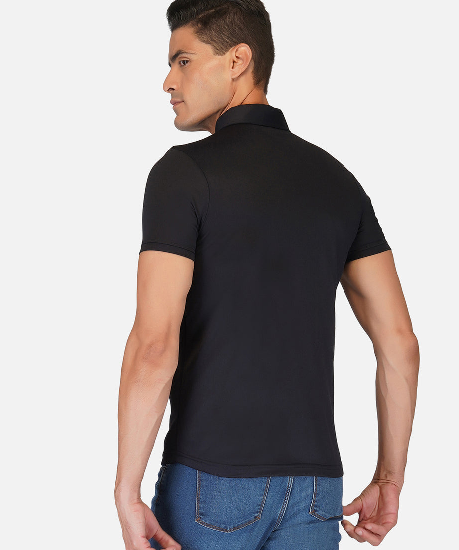 DriDOT Black Zipper Polo T-Shirt RWM2025 POLO T-Shirt - royaleway.com
