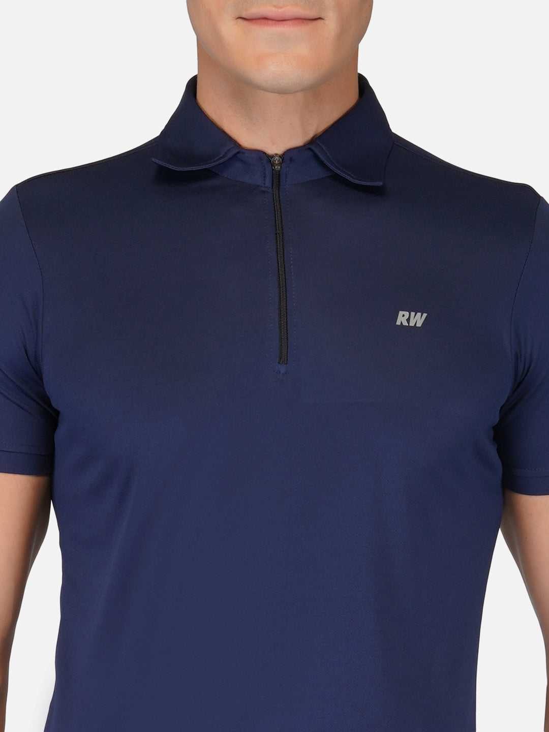 Navy Blue Zipper Polo T-Shirt RWM2026 POLO T-Shirt - royaleway.com