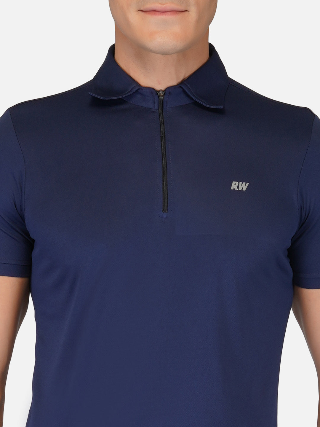 Navy Blue Zipper Polo T-Shirt RWM2026