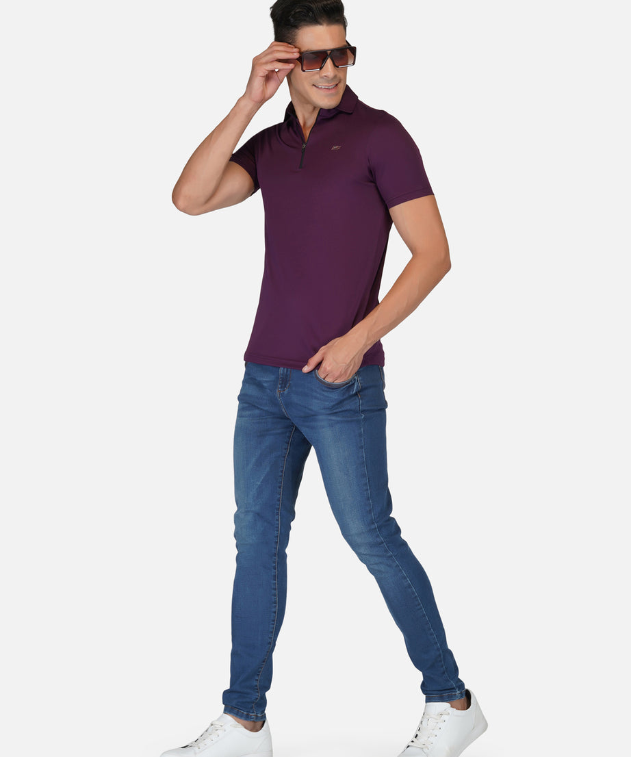 Purple Zipper Polo T-Shirt RWM2027 POLO T-Shirt - royaleway.com