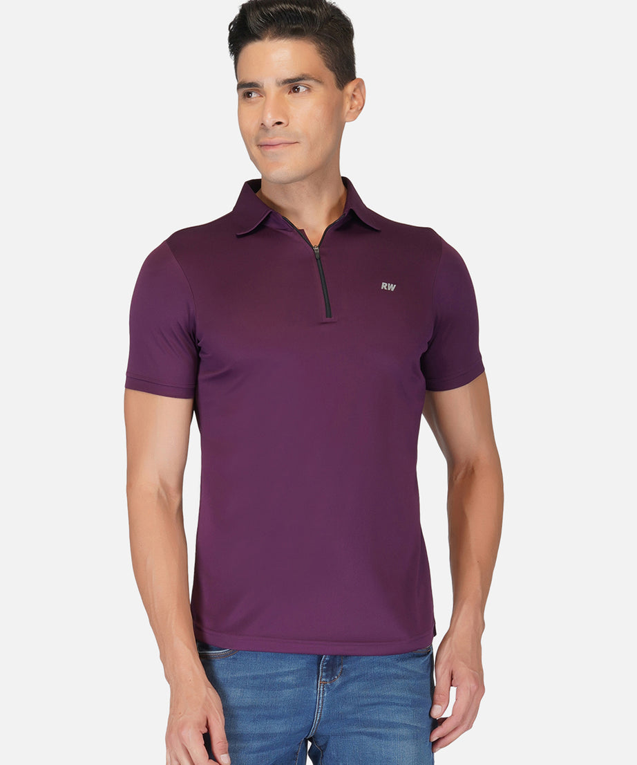 Purple Zipper Polo T-Shirt RWM2027 POLO T-Shirt - royaleway.com