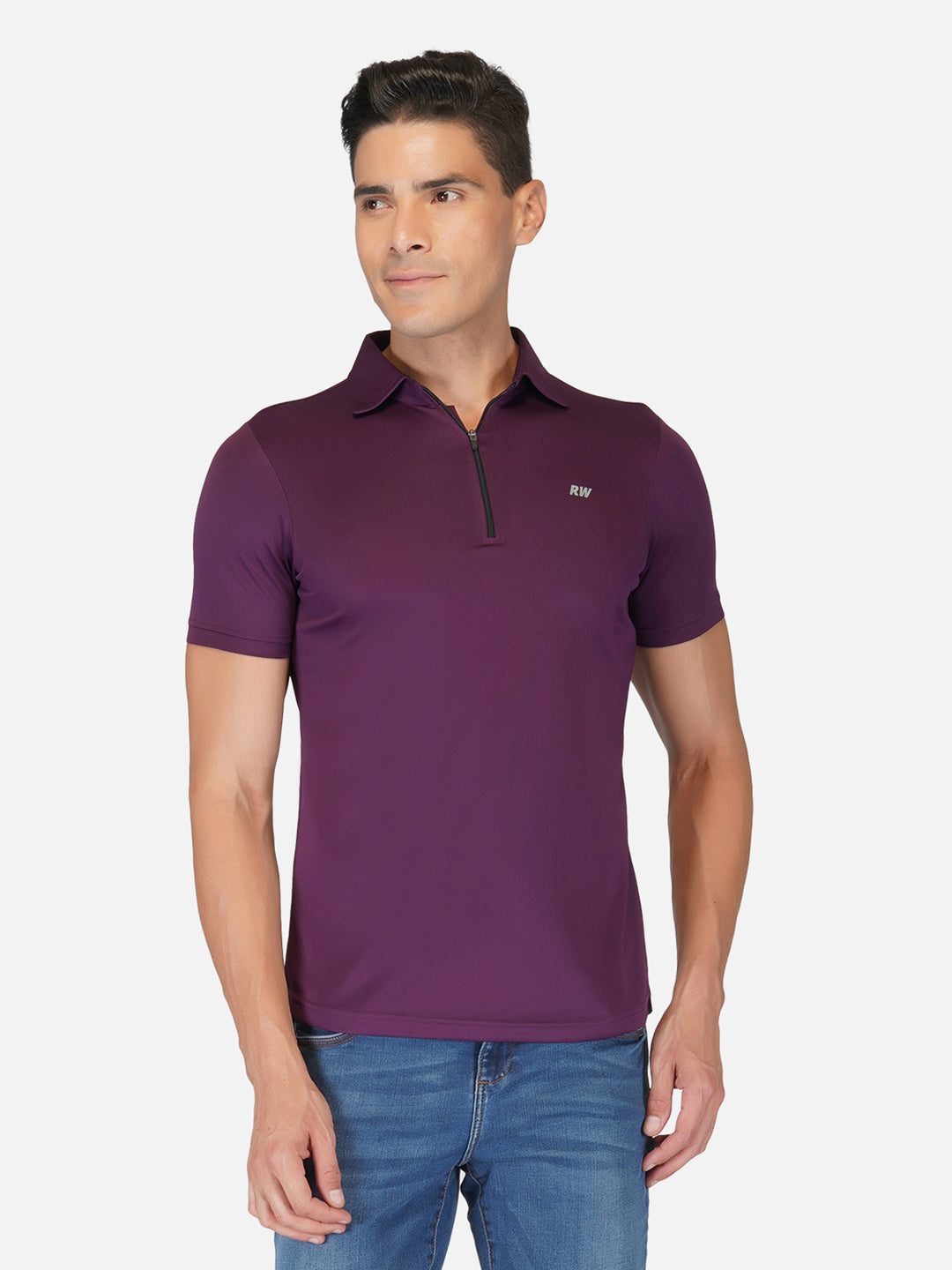 Purple Zipper Polo T-Shirt RWM2027 POLO T-Shirt - royaleway.com