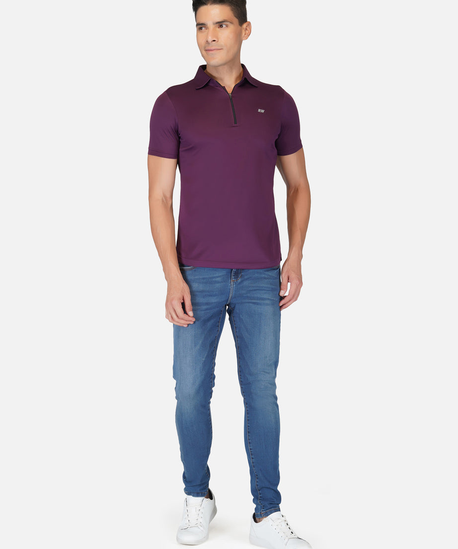 Purple Zipper Polo T-Shirt RWM2027 POLO T-Shirt - royaleway.com