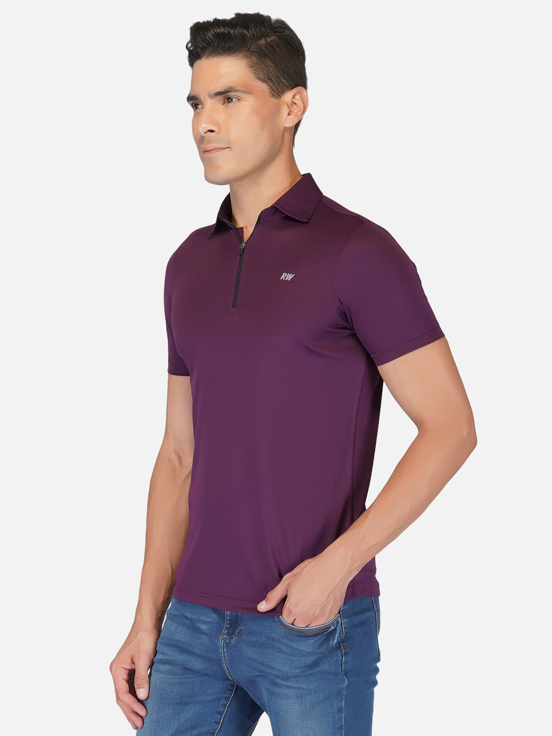 Purple Zipper Polo T-Shirt RWM2027 POLO T-Shirt - royaleway.com
