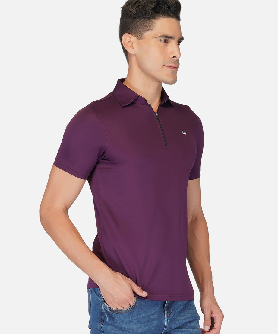 Purple Zipper Polo T-Shirt RWM2027 POLO T-Shirt - royaleway.com