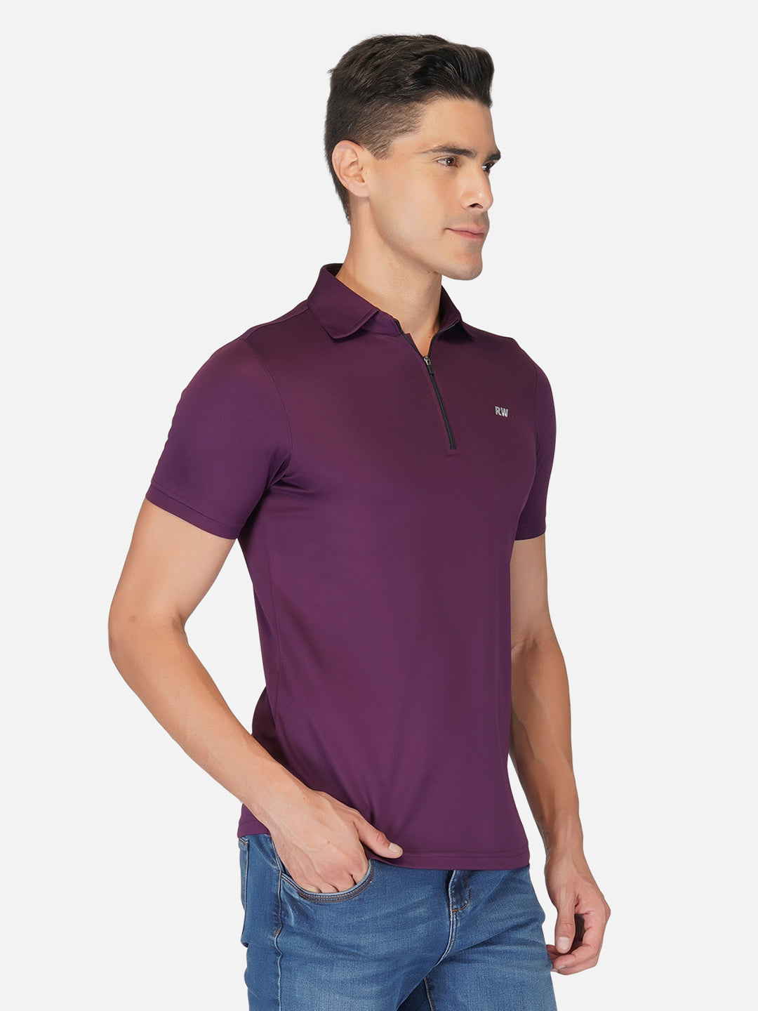 DriDOT Zipper Polo T Shirt Purple RWM2027