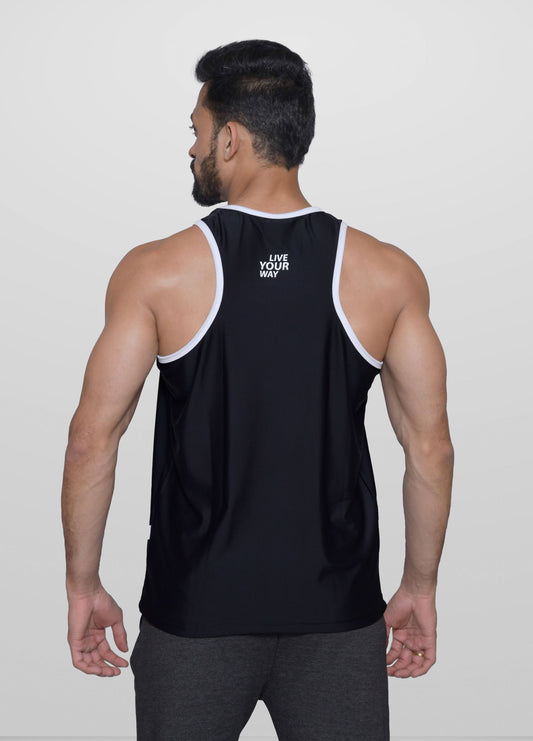 Lycra Vest Black and White Men RWM4006