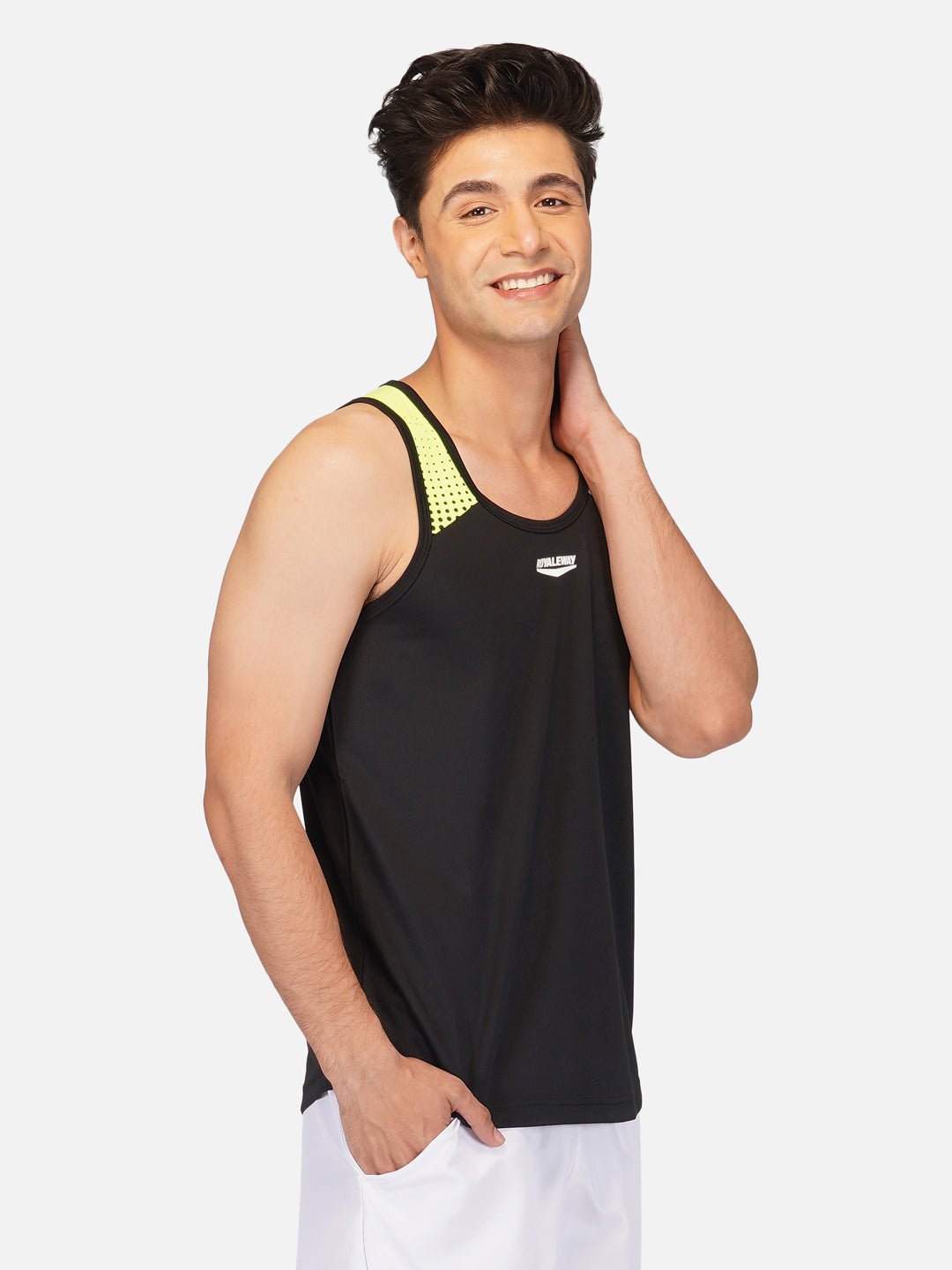 Black & Neon Green Designer Vest RWM4029 DriDOT Vest - royaleway.com