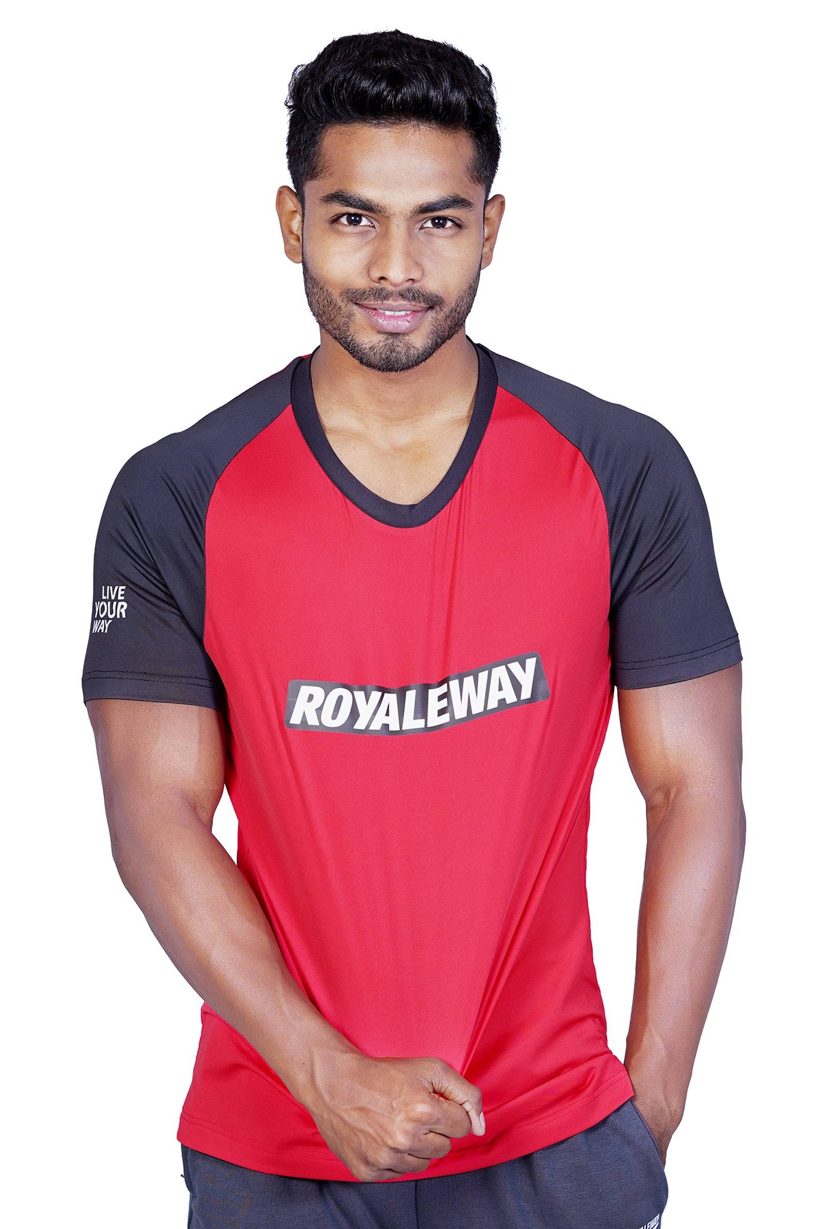 Lycra Raglan Red and Black RWM2074