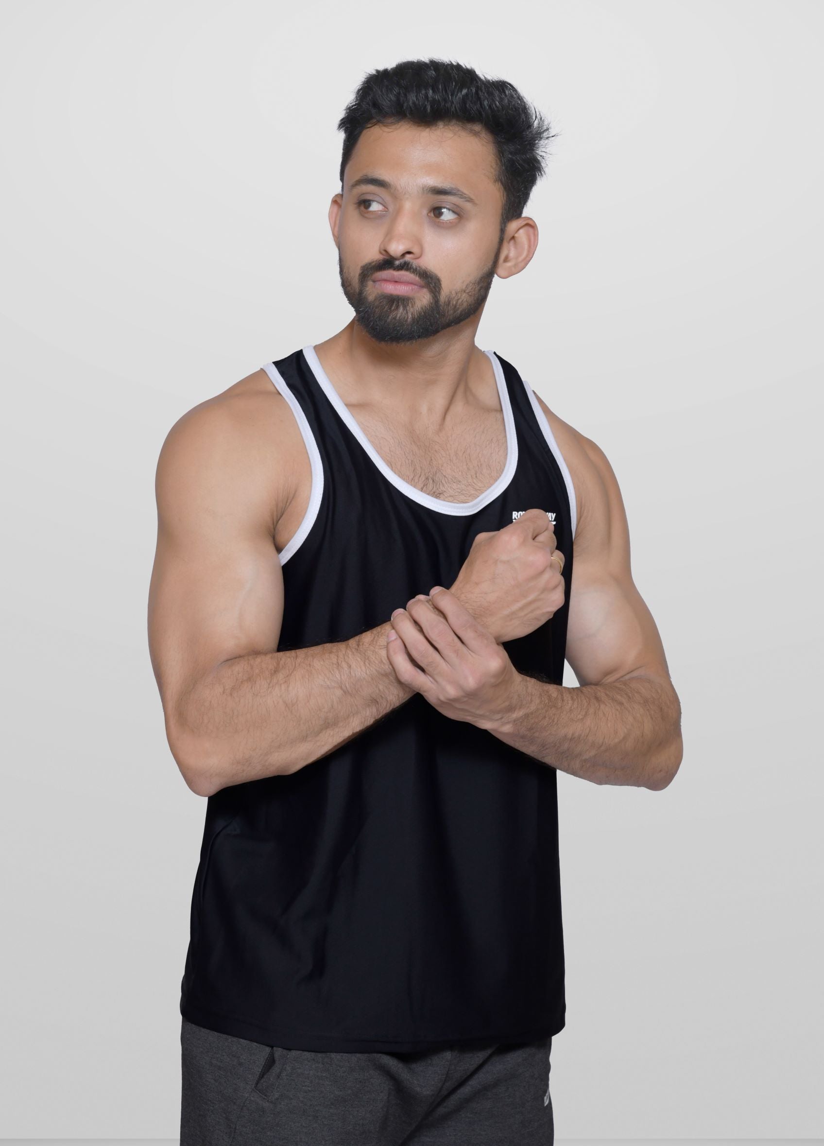 Lycra Vest Black and White Men RWM4006