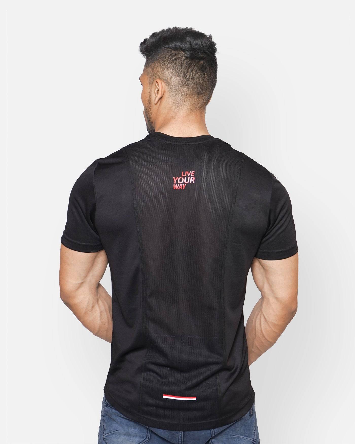 DriDOT T Shirt Apparel Men Back Venta Black & Neon Red RWM2040 Venta T-Shirt - royaleway.com