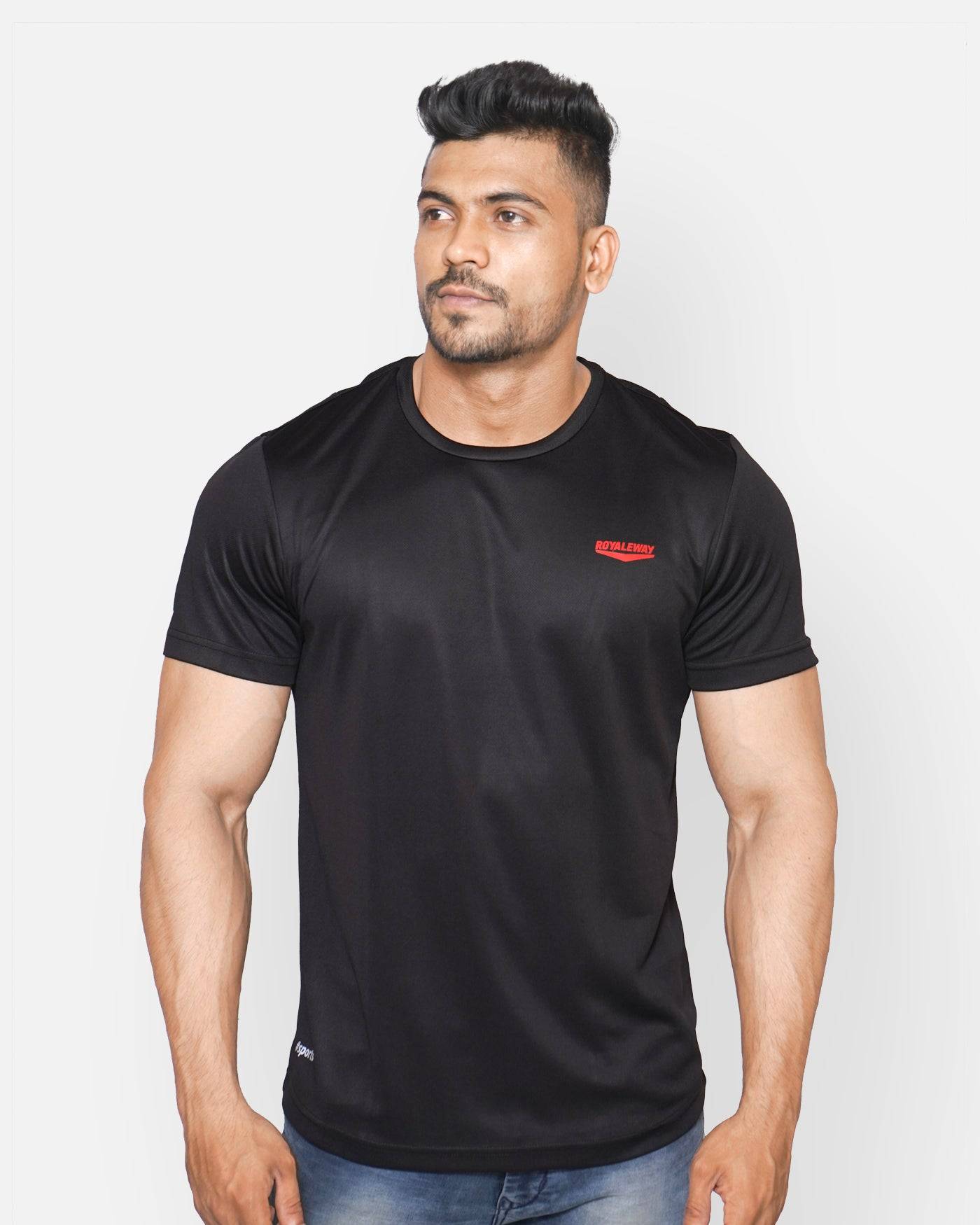 DriDOT T Shirt Apparel Men Back Venta Black & Neon Red RWM2040 Venta T-Shirt - royaleway.com
