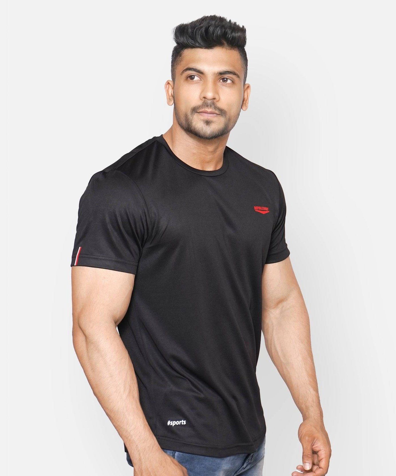 DriDOT T Shirt Apparel Men Back Venta Black & Neon Red RWM2040 Venta T-Shirt - royaleway.com